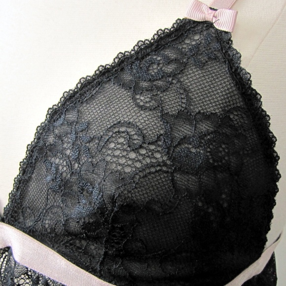 Gilligan Black Lace  with Pink Trim Teddy Cami M - Picture 5 of 8
